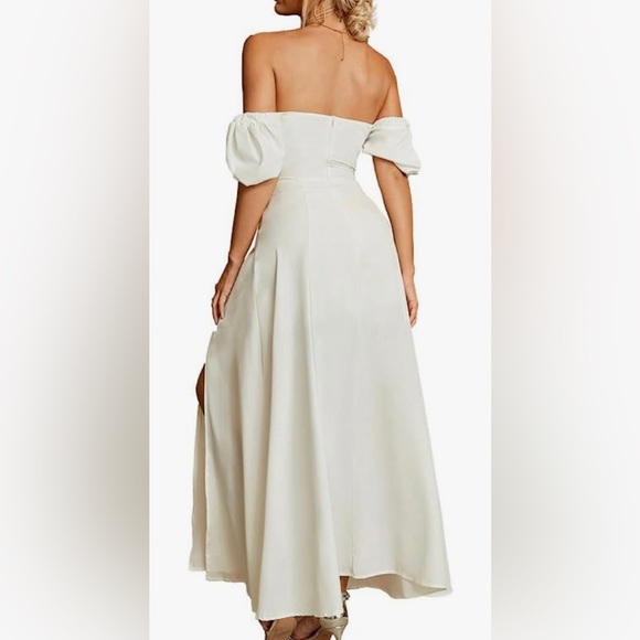 White Dress Maxi With Slit - Picture 2 of 4